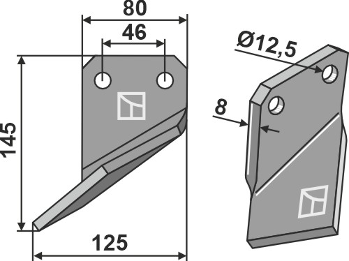 Rotorzinken 145x80mm, links, passend für Massano