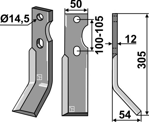 Rotorzinken 305x50mm, rechts, passend für Simon