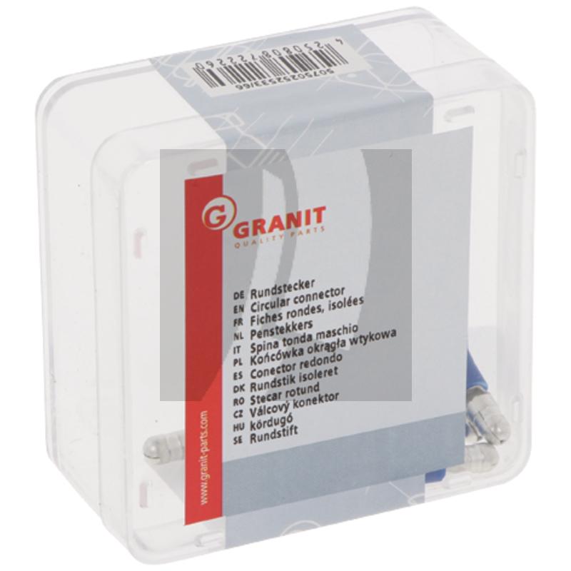 GRANIT Rundstecker blau, Ø 5 mm, für Kabel 1,5 - 2,5 mm²,  Blister-Verpackung