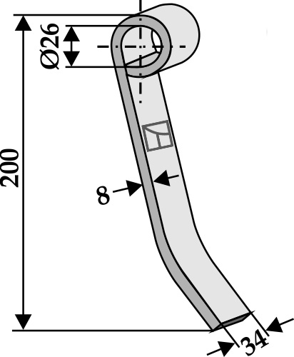 Mittelschlegel 200x34 mm, passend für Kuhn und Nobili