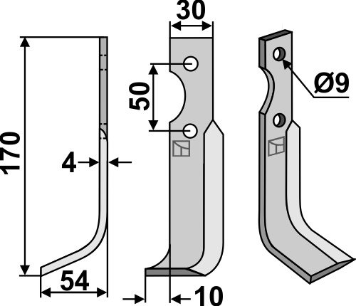 Fräsmesser 170x30mm, links, passend für Grillo