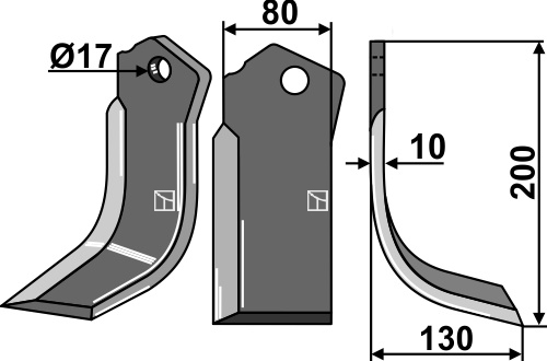 Fräsmesser 200x80mm, rechts, passend für Celli