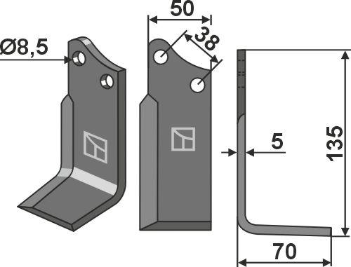 Fräsmesser 135x50mm, rechts, passend für Agria