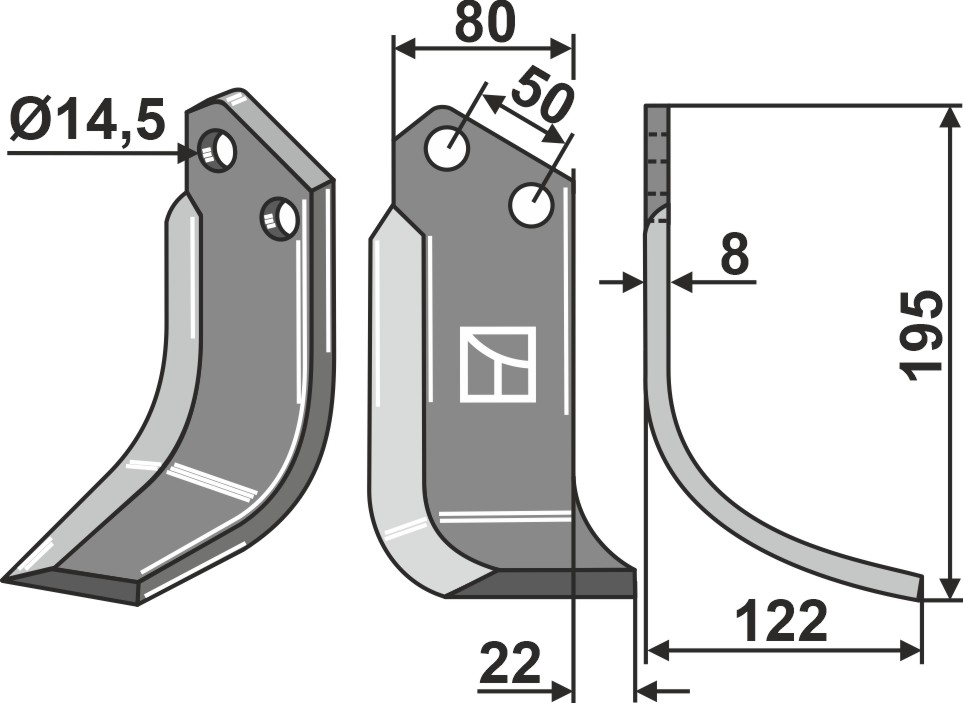 Fräsmesser 195x80mm, rechts, passend für Meritano