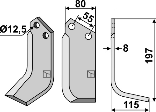Fräsmesser 197x80mm, rechts, passend für Gramegna