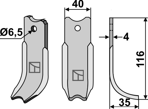 Hackmesser 116x40mm, passend für Agria
