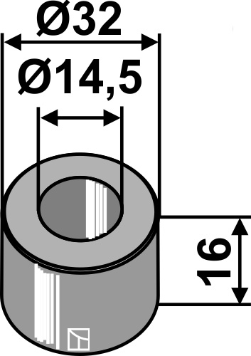 Buchse 16x14,5x32, passend für Agromec
