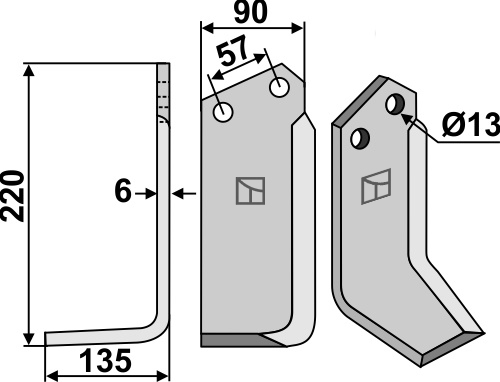 Fräsmesser 220x90mm, links, passend für Howard