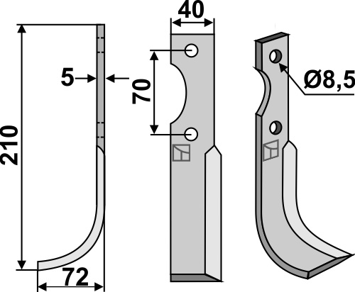 Fräsmesser 210x40mm, links, passend für Adriatica