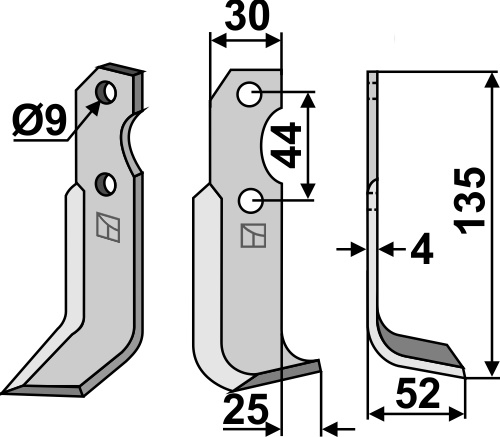 Fräsmesser 135x30mm, rechts, passend für Brumital-Agris