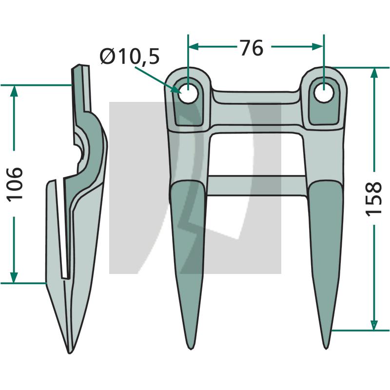 Doppelfinger 5", mit Mittelsteg John Deere