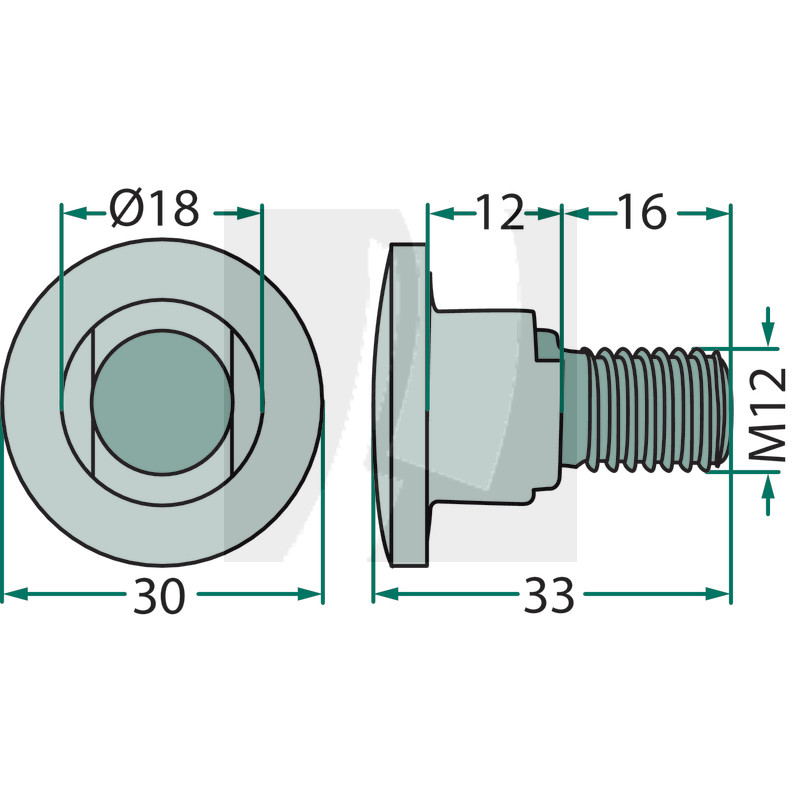 Klingenschraube mit Sicherungsmutter für 3,5 mm Kinge/ Ø 18 Agram