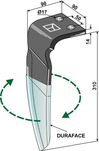 Kreiseleggenzinken (DURAFACE) 310mm, rechts, passend für Vigolo