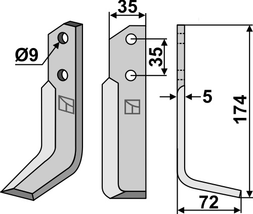 Fräsmesser 174x35mm, rechts, passend für NibbiDecimo