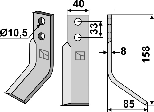 Fräsmesser 158x40mm, rechts, passend für Zappator