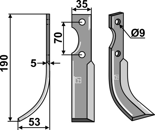 Fräsmesser 190x35mm, links, passend für Fischgräbe