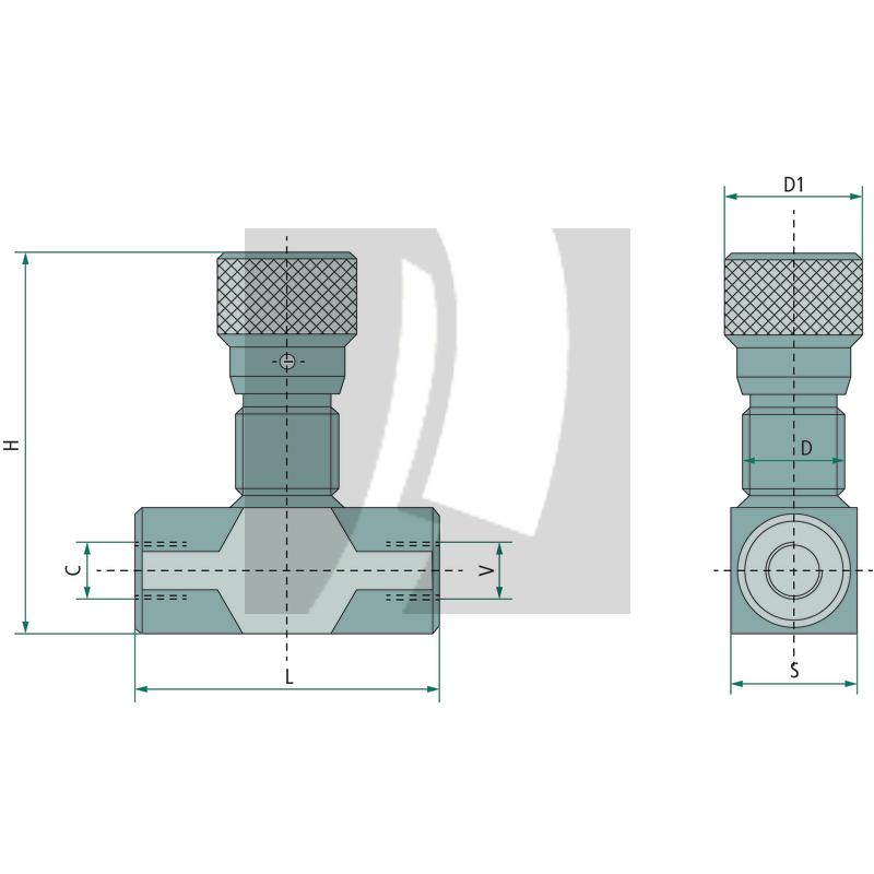 Drosselventil VRFB -3/8" BSP Knopf 