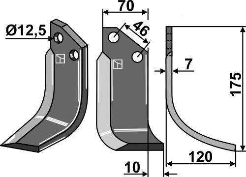 Fräsmesser 175x70mm, rechts, passend für Forigo-Roteritalia