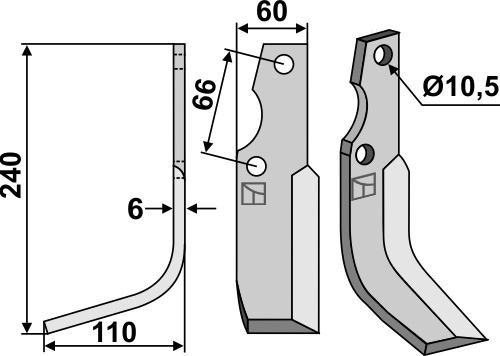 Fräsmesser 240x60mm, links, passend für Goldoni