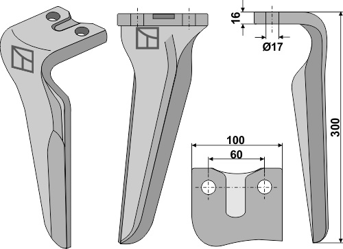 Kreiseleggenzinken rechts 300 mm x 100 mm, passend für Remac