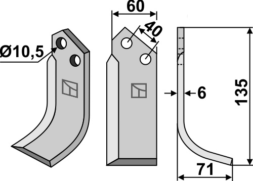 Fräsmesser 135x60mm, rechts, passend für Nardi