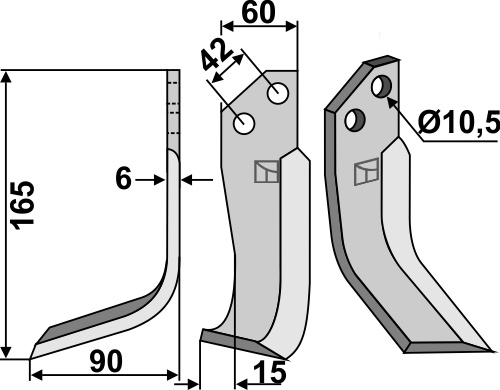 Fräsmesser 165x60mm, links, passend für Goldoni