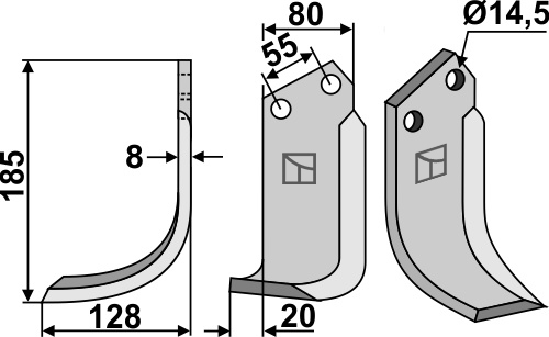Fräsmesser 185x80mm, links, passend für Sicma(Miglianico)