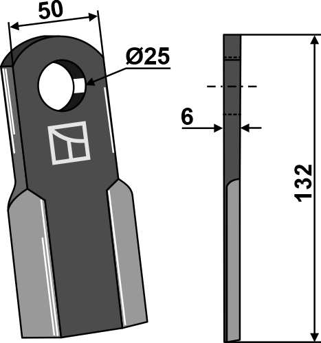 Schlegelmesser RC132x50 mm, passend für GreenTec