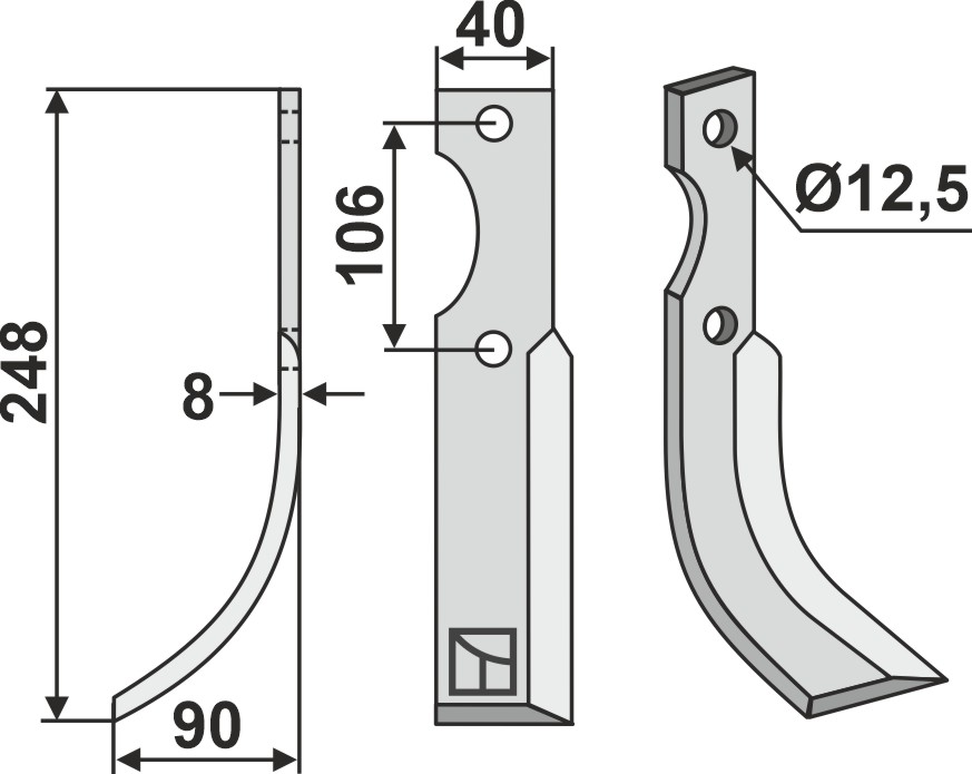Fräsmesser 248x40mm, links, passend für Maletti