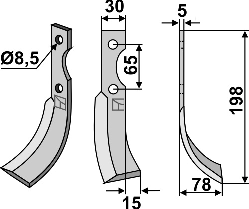 Fräsmesser 198x30mm, rechts, passend für Eurosystem