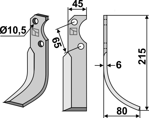 Fräsmesser 215x45mm, rechts, passend für Fort