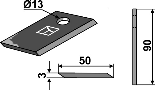 Rotorklinge 90x50 mm, passend für AS Motor und Vari