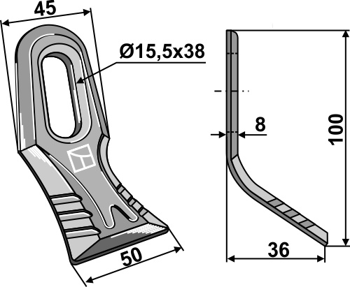 Y-Messer 100x45 mm, Universal, passend für S.M.A., Bomford und mehr
