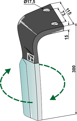 Kreiseleggenzinken (DURAFACE), rechts 300 x 15 mm, passend für Lemken