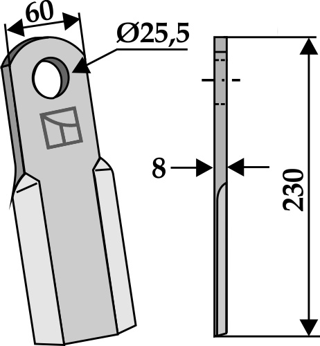 Gerades Messer 230x60 mm, passend für Spearhead und Agrimaster