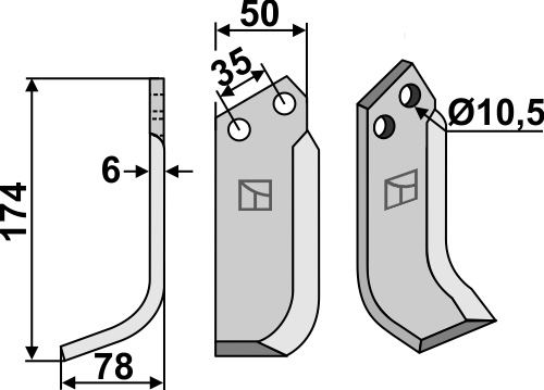 Fräsmesser 174x50mm, links, passend für NibbiDecimo, Sovema und mehr