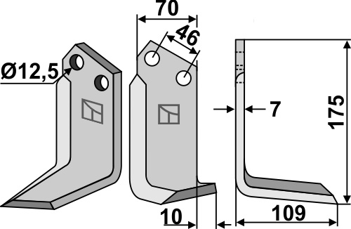 Fräsmesser 175x70mm, rechts, passend für Sovema und Forigo-Roteritalia