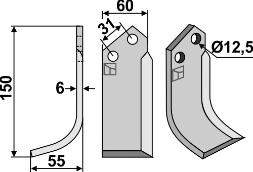 Fräsmesser 150x60mm, links, passend für Dondi