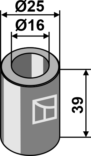 Buchse 39x16x25, passend für Bomford