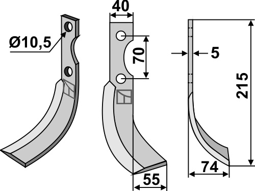 Fräsmesser 215x40mm, rechts, passend für Benassi/S.E.P.