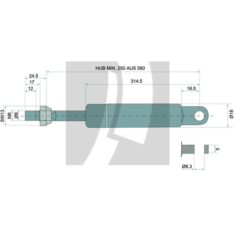 Stabilus Gasdruckdämpfer 605 mm 