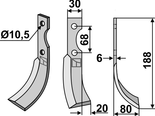 Fräsmesser 188x30mm, rechts, passend für Pasquali