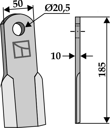 Gerades Messer 185x50 mm, passend für Zappator