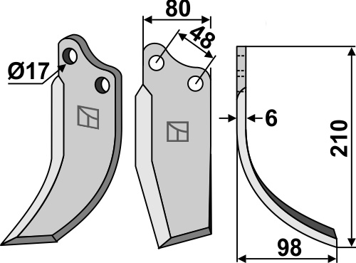 Fräsmesser 210x80mm, rechts, passend für Agromet