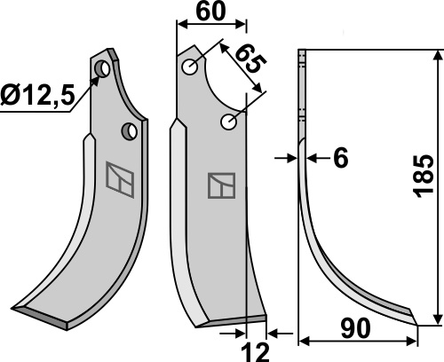 Fräsmesser 185x60mm, rechts, passend für Ortolan