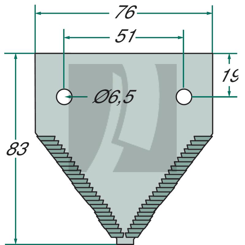 Mähmesserklinge grob gezahnt, selbstschärfend, Stärke 2,7 mm John Deere
