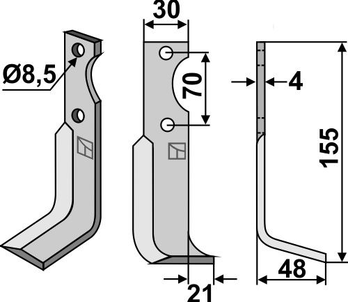 Fräsmesser 155x30mm, rechts, passend für Agria