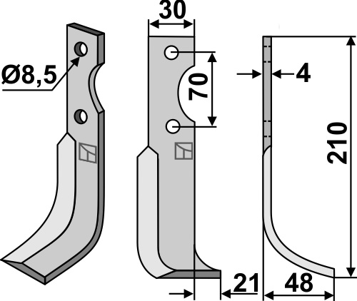 Fräsmesser 210x30mm, rechts, passend für Agria