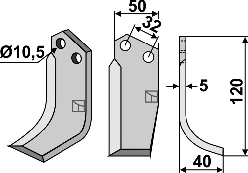 Fräsmesser 120x50mm, rechts, passend für Comeb