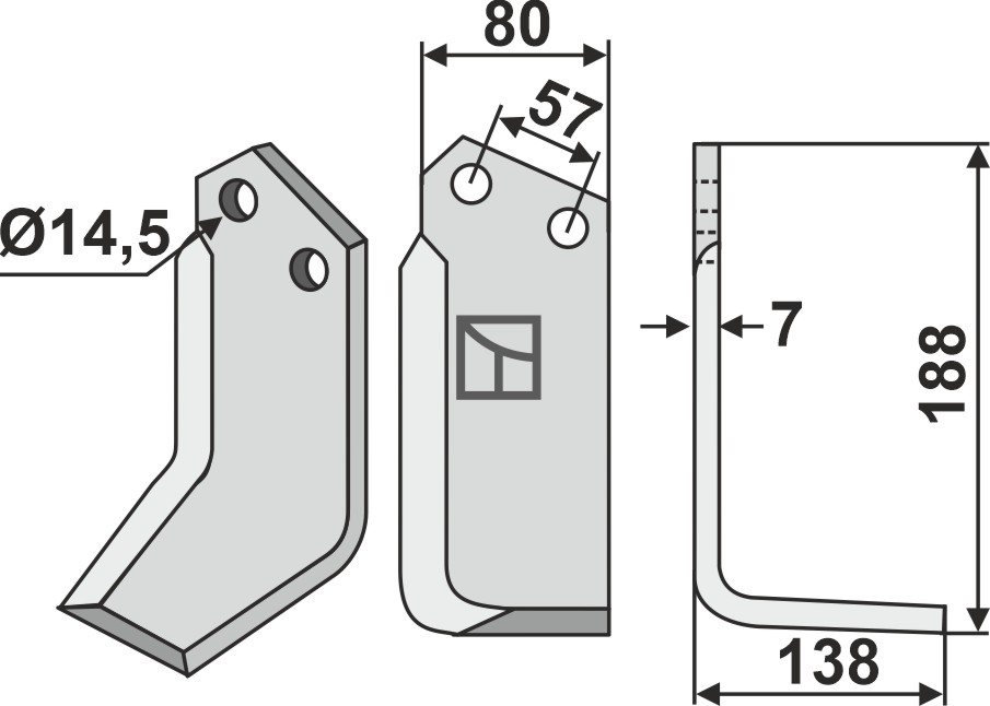 Fräsmesser 188x80mm, rechts, passend für Krone